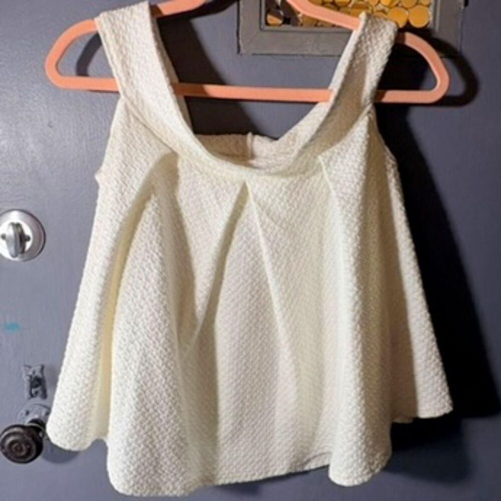 Free People Priscilla Off Shoulder Top Ivory Textured Babydoll M